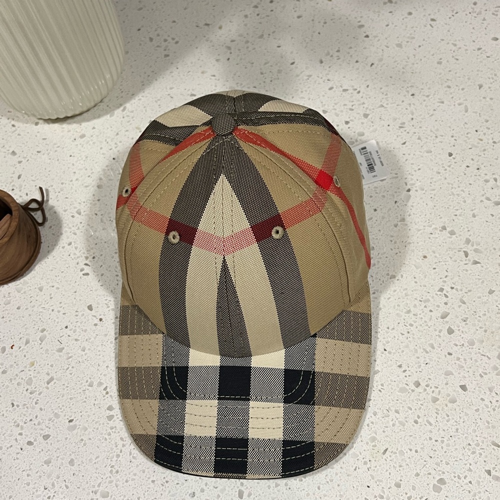 Burberry Logo Detail Exaggerated Check Cotton Baseball Cap -XS - Picture 3 of 7